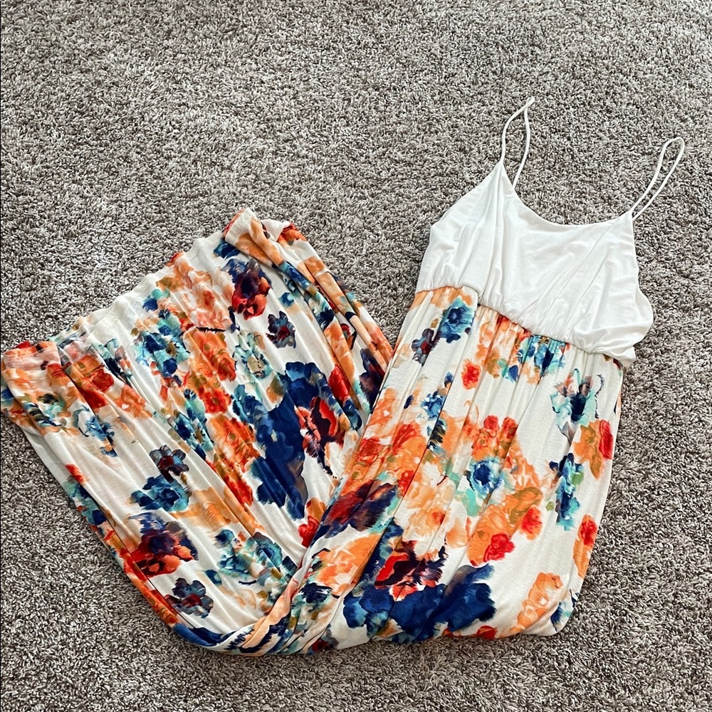 Floral Print Maxi Dress Spaghetti Straps